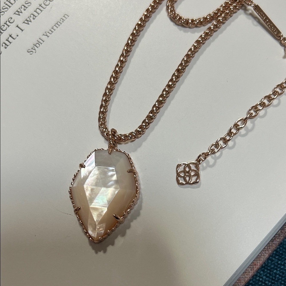 Kendra Scott Mother-of-pearl Rose Gold “Corla” Pendant Necklace